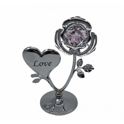 Mini Rose with Heart Shape - Free Stand w/Black Pad Love