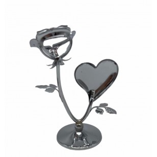 Mini Rose with Heart Shape - Free Stand w/Black Pad Love