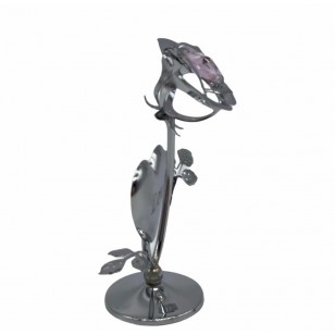 Mini Rose with Heart Shape - Free Stand w/Black Pad Love