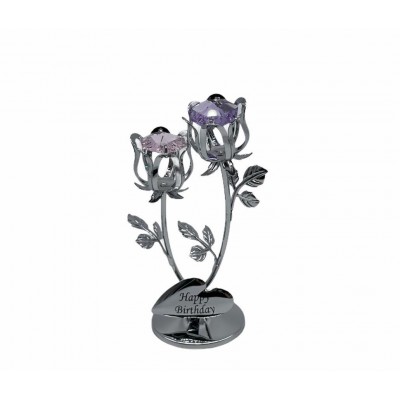 Twins Tulip - Free Stand w/Black Pad Happy Birthday