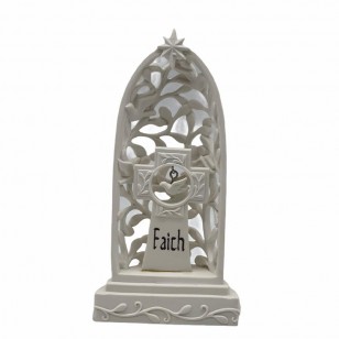 Light Up Arched Cross Stand - Faith