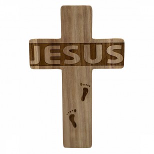 跟隨桐木十字架牆壁裝飾品挂件-JESUS