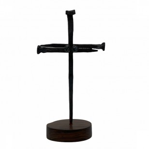 擺件《釘》基督教擺台鐵釘十字架黑檀木座擺件質感工藝品 