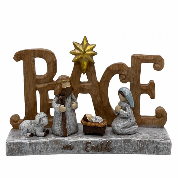 聖誕禮物peace文字馬槽基督耶穌教堂佈置裝飾品家居節日桌面擺件