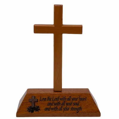 坐枱十字架擺件-love the lord with all your heart and with all your soul and with all your strength